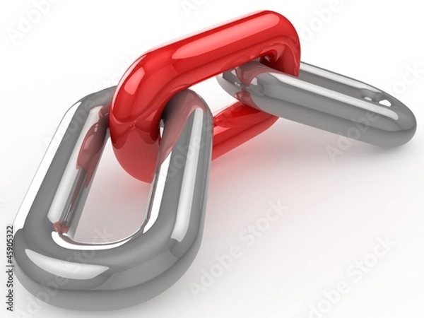 Obraz 3d Single chain link on white background