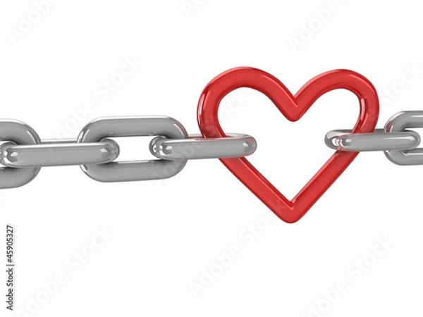 Obraz 3d red heart with chains