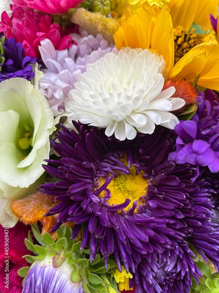 Fototapeta Beautiful bouquet with various flowers and colors