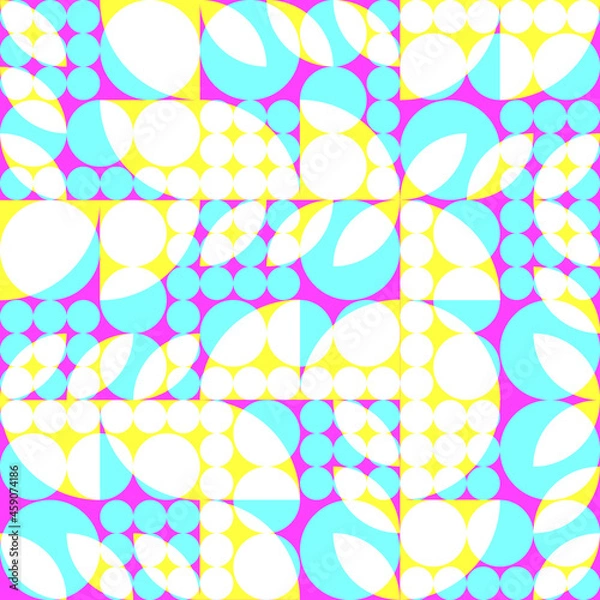 Obraz seamless background pattern tile with abstract leaves and various sized circles