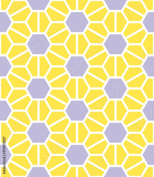 Obraz seamless abstract hexagonal flowers ukiyo-e pattern