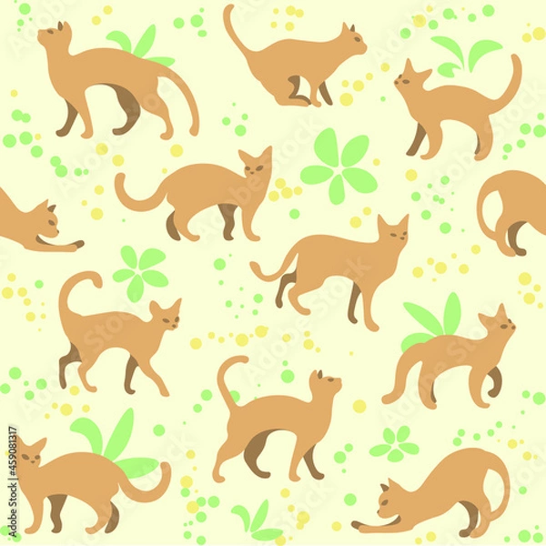 Fototapeta seamless pattern with cats