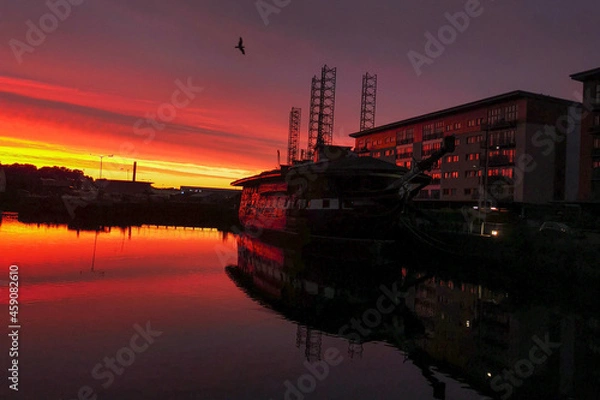 Obraz sunset in the harbor