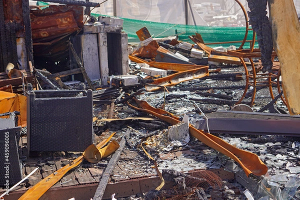Fototapeta Restaurant after fire