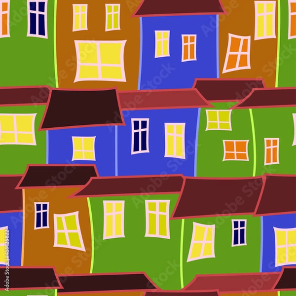 Fototapeta seamless pattern of houses
