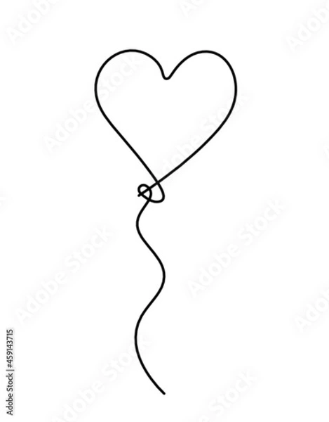 Fototapeta Abstract air balloon as line drawing on white background