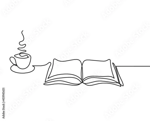 Fototapeta Abstract open book as line drawing on white background. Vector