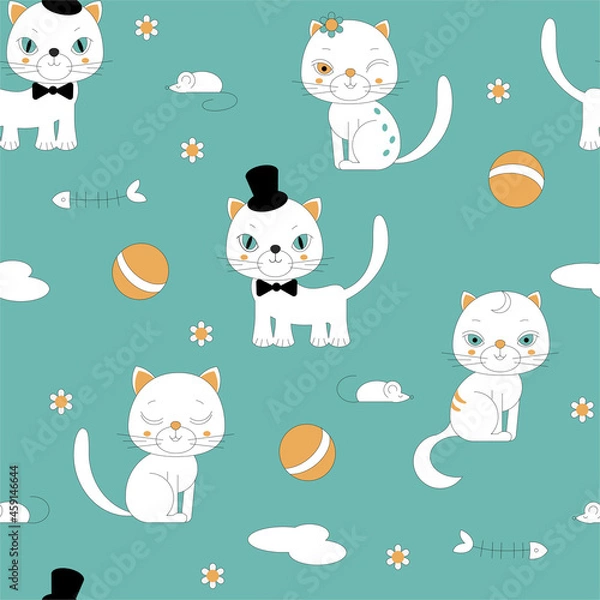 Fototapeta seamless pattern with cats