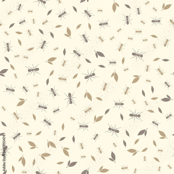Obraz Beautiful patern ants on a yellow background. Vector image.