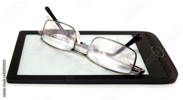 Obraz isolated on a white background. The e-book - the version of the book which is stored in electronic form, and shown on the screen in a digital format.