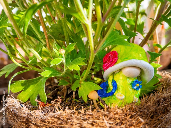 Obraz Queen Gnome in a Flower Pot