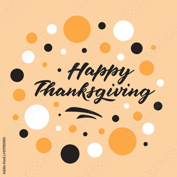 Obraz Happy Thanksgiving banner with lettering and illustration