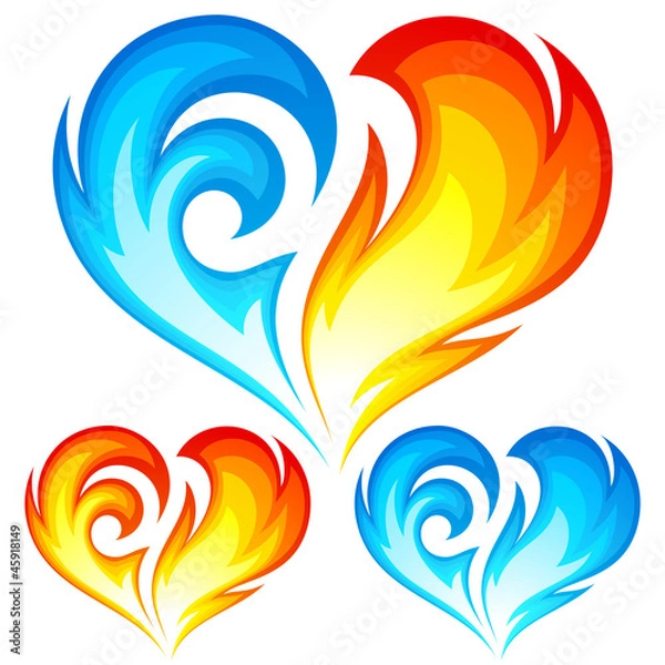 Obraz Fire and Ice vector heart. Symbol of love