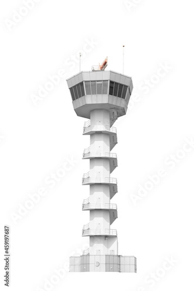 Obraz Air traffic control tower isolated on white background with clipping path