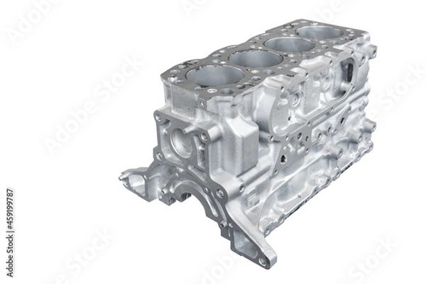 Obraz The image of cylinder block of car engine isolated on white background with clipping path