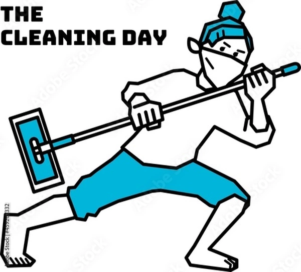 Obraz 掃除道具を持ってポーズを決める人