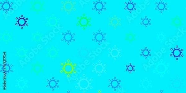 Fototapeta Dark blue, green vector pattern with coronavirus elements.