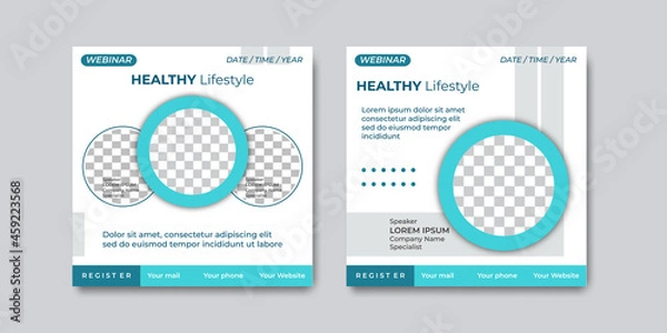 Fototapeta Social media post templates, with soft color. Suitable for health webinars, health poster, business webinar, online classes and other online seminars.