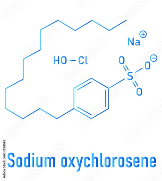 Fototapeta Sodium oxychlorosene antiseptic molecule. Skeletal formula.