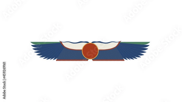 Fototapeta Egypt sun disk with wings. Egypt ornamental wings and snake composition, ornamental element of Ancient Egypt.