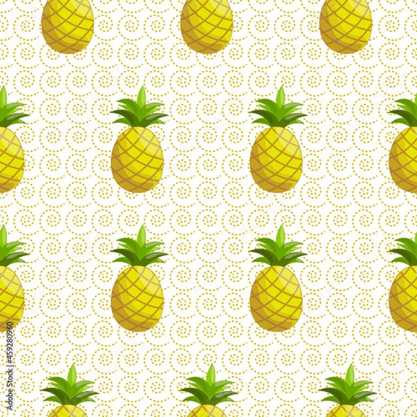 Obraz pineapples fruit fabric vector illustration seamless pattern