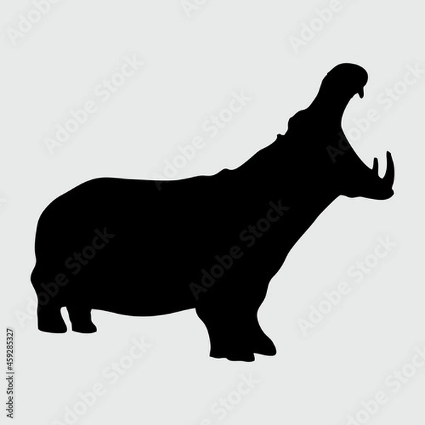 Fototapeta Hippo Silhouette, Hippo Isolated On White Background