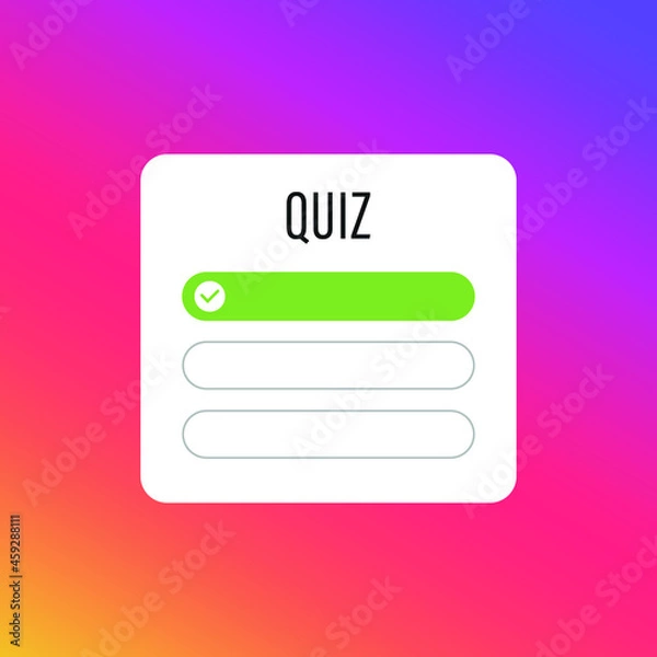 Fototapeta Quiz social media instagram sticker, template icon, user interface question button stories social media design, vector illustration