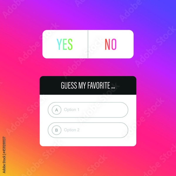 Fototapeta Social media interface stickers instagram, stories social media icons. Templates stories, hashtag, polls, emoji slider, countdown. Vector illustration