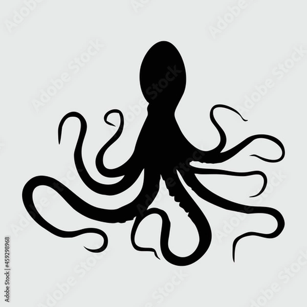 Fototapeta Octopus Silhouette, Octopus Isolated On White Background