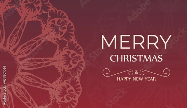 Fototapeta Festive Brochure Merry Christmas Red with Abstract Pattern