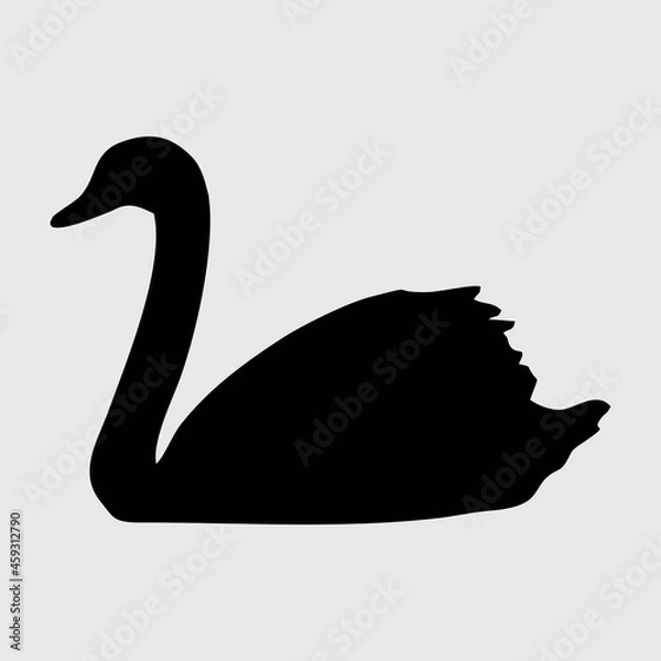 Fototapeta Swan Silhouette, Swan Isolated On White Background