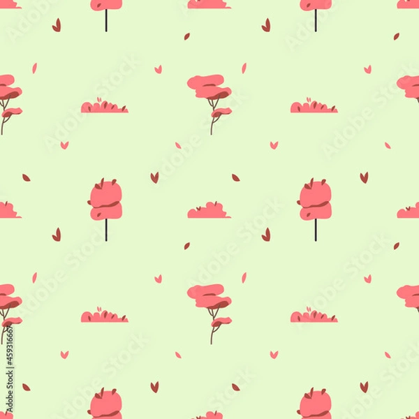 Obraz Vector illustration. Pattern autumn trees and bushes