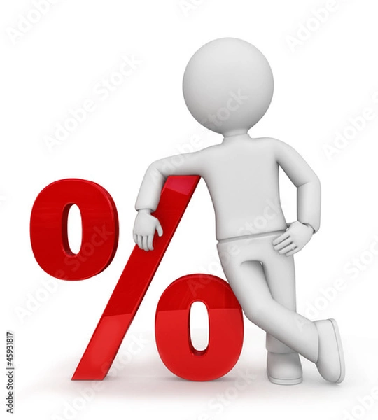 Obraz Man with percent sign