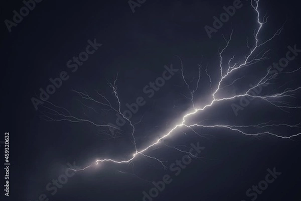 Fototapeta Lightning and thunder pictured during a rainstorm in deccan region of india monsoon season
