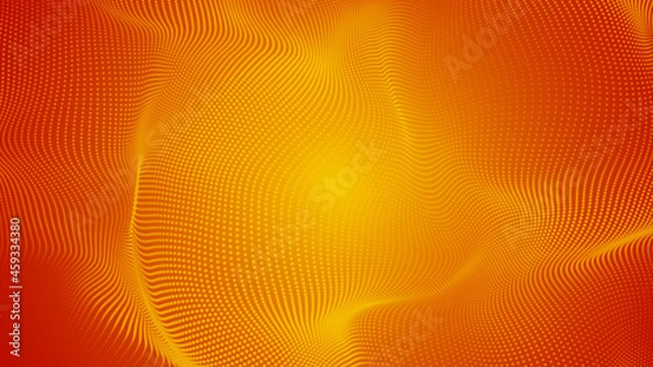 Fototapeta Abstract dot orange yellow color wave pattern gradient texture technology background.