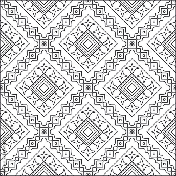 Fototapeta Vector pattern with symmetrical elements . Repeating geometric tiles from striped elements. black patterns.