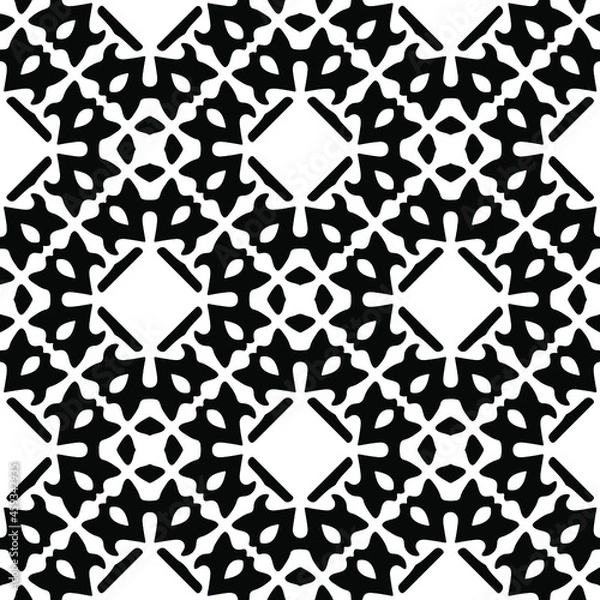 Obraz Seamless vector pattern in geometric ornamental style. Black ornament.
