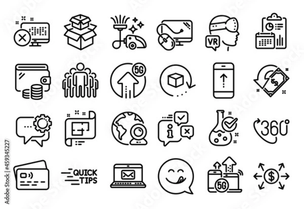 Fototapeta Vector set of Computer mouse, Architectural plan and Chemistry lab line icons set. Calendar report, Money wallet and Credit card tag. Reject access, Dollar exchange and Education icons. Vector