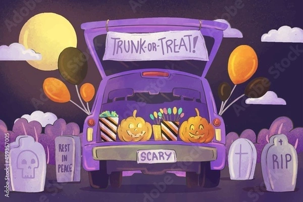 Fototapeta watercolor trunk treat background vector design illustration