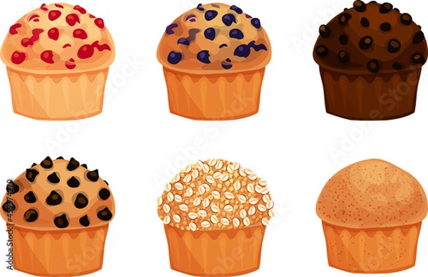 Obraz Muffins Isolated Vector Illustrations