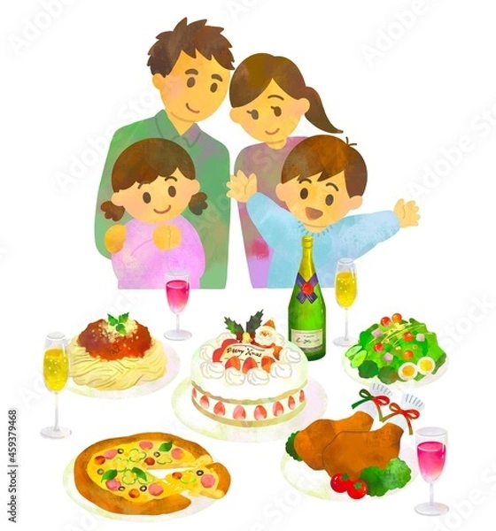 Fototapeta クリスマスパーティをする家族