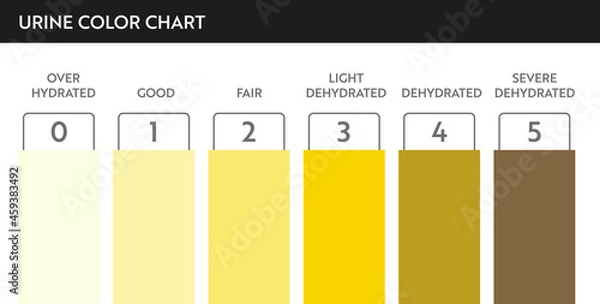 Fototapeta Urine color chart. Pee hydration and dehydration test strip. Vector design for medical education poster.