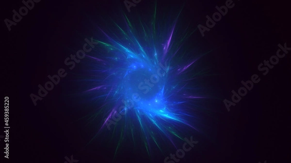 Fototapeta 3D rendering abstract blue fractal light background