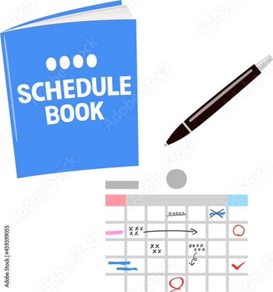 Fototapeta スケジュール帳と書き込まれたカレンダー