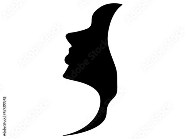 Obraz 上を見る女性横顔シルエット