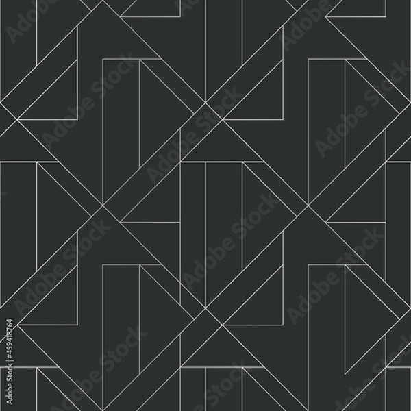 Obraz Silver texture. Seamless geometric pattern. Silver background. Vector seamless pattern. Geometric background with rhombus and nodes.