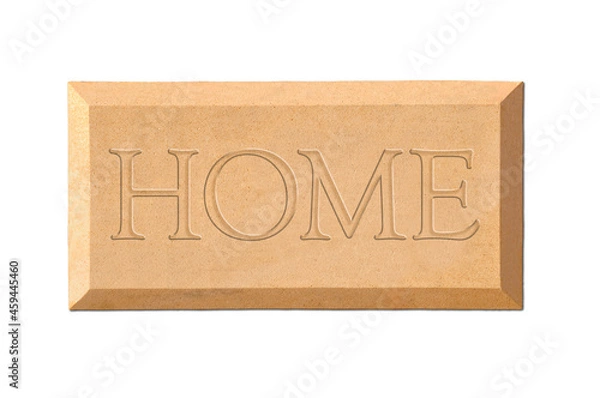 Fototapeta An isolated plaque or name plate with word 'home' engraved on it.