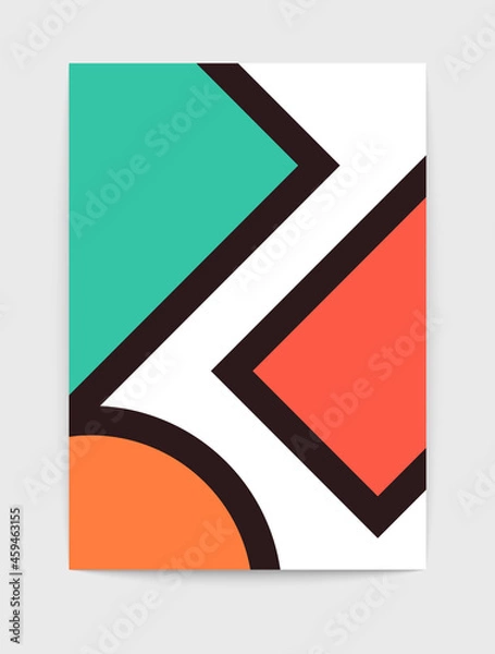 Fototapeta Abstract minimal geometric poster. Geometric cover primitive shapes swiss style, flat simple design. Vector illustration