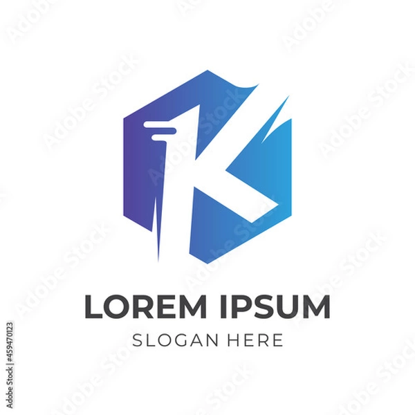 Fototapeta modern letter K logo design template concept vector with flat blue color style