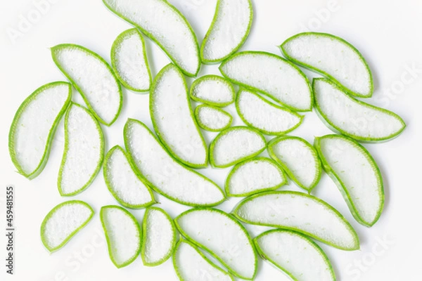 Fototapeta Aloe Vera slice top view on white background.